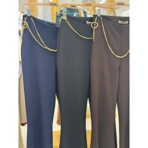 Pantalones de Mujer S6K-0089 con Cinco Bolsillos, Color Azul Marino, Detalle de Botones - Product Image 2