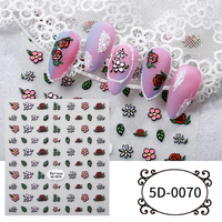 Automne Style 5D En Relief Fleur Chat Fruits Pain Crème Glacée Panda Nail Art Stickers pour Ongles Coeur Forme Décorations