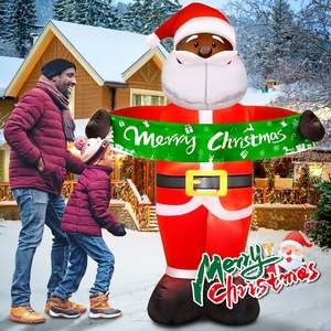 7 piedi di natale gonfiabili decorazioni per esterni babbo natale nero con luce a LED incorporata Blow-Up natalizio - Product Image 4