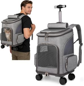 Mochila Transpirable con Ruedas para Mascotas, Aprobada por Aerolíneas, para Perros y Gatos Pequeños - Product Image 1