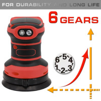 Ponceuse excentrique IRONFIST 18V 5 pouces, 6 vitesses, outil électrique DIY avec batterie au lithium et sac à poussière pour ponçage du bois/métal