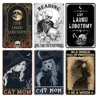 Juego de Letreros Metálicos Vintage Góticos de Gatos Brujas, Decoración de Pared Retro Estilo Academia Oscura para el Hogar, Bar, Cueva del Hombre, Dormitorio