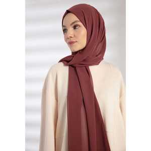 ผ้าคลุมศีรษะชีฟองสีพื้นประดับดอกกุหลาบแห้ง สไตล์ตะวันออกกลาง สำหรับใช้ในชีวิตประจำวัน เนื้อผ้าบางเบา - Product Image 2