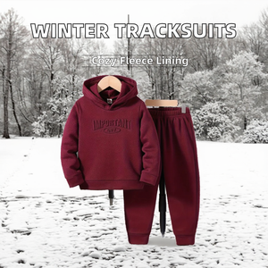 Winter Mens Tracksuits High Quality Reversible Breathable Custom Logo Plain Dyed Fleece Fabric Sets OEM and ODM Design - Product Image 2