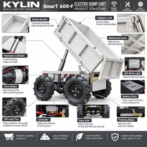 Mini Dumper Elettrico, Carrello da Giardino Motorizzato, Carro Utilitario Resistente per il Trasporto di Mangimi in Fattoria - Product Image 6