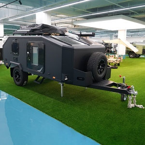 Nouvelle caravane de camping moderne X5 Mini en aluminium, légère, en forme de <span class=keywords><strong>goutte</strong></span> d'<span class=keywords><strong>eau</strong></span>, avec cuisine coulissante et double <span class=keywords><strong>suspension</strong></span> antichoc – Édition 2026 en promotion - Product Image 1