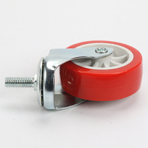 Red Pvc Industrial Caster 3 Inch Rigid Screw Operated Furniture Caster Durable Lightweight - Product Image 3