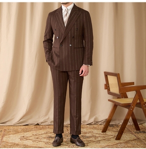 Мужской костюм-двойка для весеннего банкета, высококачественный приталенный костюм с двойными разрезами, универсальный комплект - Product Image 2