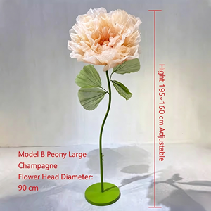 Flor de Peonía Grande con Marco Metálico de 90cm de Diámetro, Apertura y Cierre Automático Eléctrico Mecánico, Hecha a Mano, Ecológica, de Organza, Estilo Europeo de Alta Gama - Product Image 2