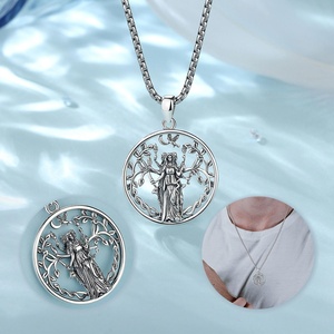 Bijoux de mariage vintage, argent sterling 925, amulette de protection HECATE, pendentif triple lune déesse, collier pour homme et femme, cadeau - Product Image 3