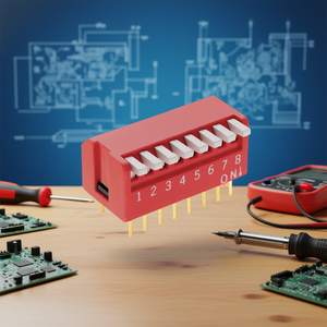 ดิปสวิตช์ 8 ทาง พลาสติกสีแดง พร้อมตำแหน่งที่มีหมายเลขสำหรับอุปกรณ์อิเล็กทรอนิกส์ - Product Image 3