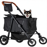 Poussette pour chien de taille moyenne à grande personnalisée, 66 lb, tout-terrain, poignée réglable, capote pare-soleil, organisateur de rangement, polyester imperméable