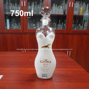Botella de Licor Transparente Lady Shape para Vodka, Whisky, <span class=keywords><strong>Tequila</strong></span> de <span class=keywords><strong>Agave</strong></span>, en Colores Blanco, Rojo y <span class=keywords><strong>Azul</strong></span> - Product Image 2