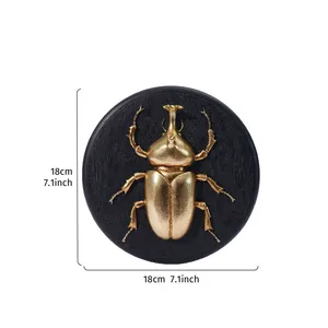 Décoration murale 3D en forme de <span class=keywords><strong>scarabée</strong></span> <span class=keywords><strong>doré</strong></span> de luxe - Art mural rétro ovale en forme d'insecte pour la décoration murale - Product Image 5