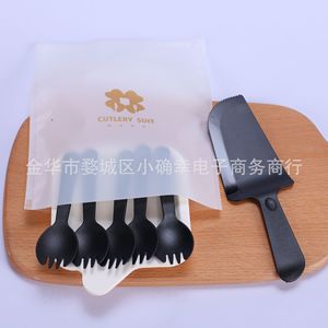 Ensemble de couverts 3 en 1, couverts à gâteau en plastique jetables, fournitures de fête avec sac perlé pour fêtes d'anniversaire - Product Image 3