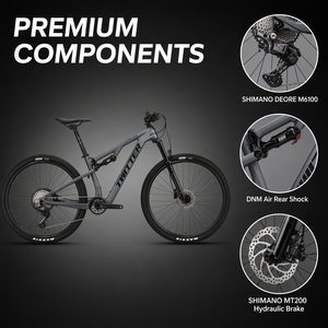 <span class=keywords><strong>Bicicleta</strong></span> de Montaña OVERLORD con Suspensión Completa de Carbono, <span class=keywords><strong>29</strong></span> Pulgadas, SMN <span class=keywords><strong>DEORE</strong></span> M6100 12S, Eje Pasante Boost, Horquilla de Aire, Amortiguador Trasero DNM, Enduro - Product Image 2