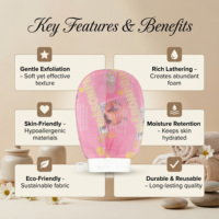 Gant de bain exfoliant en rayonne rose imprimé, en tissu doux pour une exfoliation profonde, gant de gommage corporel pour l'élimination des peaux mortes, soin de douche