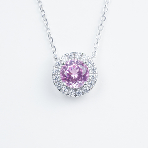 Collier en argent 925 avec saphir Padparadscha cultivé - Product Image 1