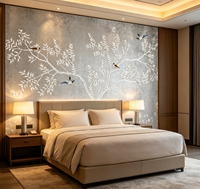 Papier peint mural personnalisé de style chinois avec des motifs floraux et d'oiseaux, papier peint auto-adhésif pour la chambre à coucher, le salon, la maison, l'hôtel, décoration murale