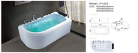 Baignoire à remous intérieure HG avec jets de massage SPA, baignoire carrée avec porte en verre et robinet de douche