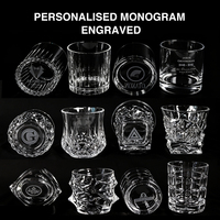 Verres à whisky personnalisés gravés sans plomb, écologiques, 200 ml, base texturée, fond épaissi, logo laser personnalisé, pour entreprises