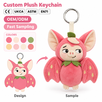 Porte-clés en peluche personnalisé, animaux créatifs, pendentif jouet en peluche, poupée, motif fraise, chauve-souris, monstre