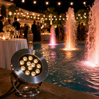 Lumière de fontaine d'eau super lumineuse RGBW écologique IP68 DMX512 en acier inoxydable pour piscine extérieure, jardin et aménagement paysager