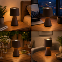 Lampe de table LED marron minimaliste, portable, mini, sans fil, rechargeable USB-C pour chambre, chevet, café, hôtel, restaurant