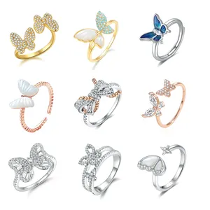VANA, оптовая продажа, 925 стерлингового серебра, повседневное кольцо с бабочкой, очаровательное кольцо для женщин, кольцо с фианитом, обручальное кольцо