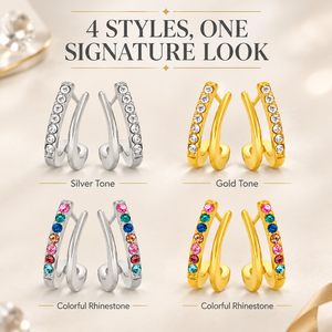 Pendientes Minimalistas de Aro Pequeño Curvo de Doble Capa con Circonitas Pavé Laterales, de Acero Inoxidable Sin Plomo, para Mujer - Product Image 5