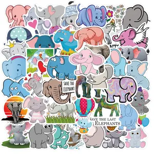50Pcs 귀여운 코끼리 동물 만화 장식 스티커 라벨 소녀 학생 스크랩북 Diy 매트 비닐 스티커 사용자 정의