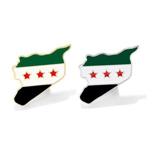 Al por mayor Llavero con dije esmaltado de la bandera del Ejército Libre de Siria, Pin metálico con colgante de mapa de Siria esmaltado y chapado - Product Image 1