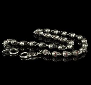 Мужская толстая цепочка-бумажник из 925 стерлингового серебра с красным драгоценным камнем - Product Image 5