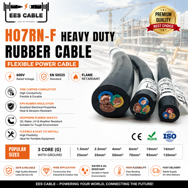 H07RN F Heavy Duty Flexible Rubber Cable 450 750V EN 50525 3G1.5 3G2.5 3G4 3G6 3G10 3G16 3G25 3G35 3G50mm2