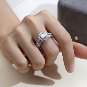 แหวนเพชรเมสซี่ รุ่น MSR-1666 ทรงกลม เงินแท้ 925 ประดับเพชรแบบ Halo เพชรเลี้ยงในห้องปฏิบัติการ - Product Image 6