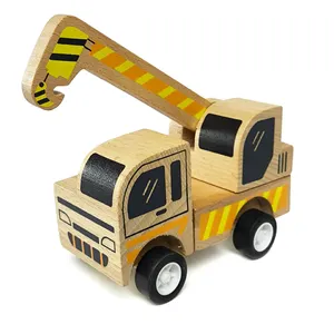 Wholesale Wooden Small Crane Mini Splicing Car Toy Cars Train Toy For Kid