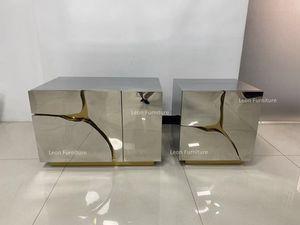 Hot Sale Modern Design Silver <strong>Mirrored</strong> <strong>Nightstand</strong> Finish Luxury Style Stainless Steel Bedside Table for Bedroom - Product Image 5