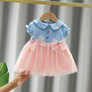 Lässige Kurzarm-Sommerkleider für Kleinkinder und Mädchen, Festliche Kleidersets mit Schleifendekoration aus Chiffon für Kinder - Product Image 3