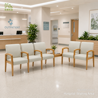 Chaise d'attente modulaire professionnelle pour hôpital avec structure en bois de frêne importé et revêtement en cuir antibactérien pour hall de clinique