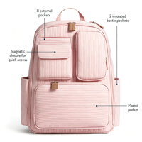 Sac à dos à langer en nylon avec poche isotherme, grande capacité, sac à langer pour bébé, fermeture éclair