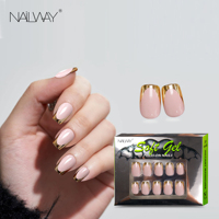 Nailway Haute Marque Fournisseur Métal Pointe Française 30Pcs 15 Tailles Colle Sur Faux Ongles Gel Doux Presse Personnalisée Sur Ongles