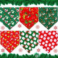 Bandana segitiga hewan peliharaan Natal, syal Sinterklas poliester, aksesori kostum liburan untuk kucing kecil Medium dan anjing