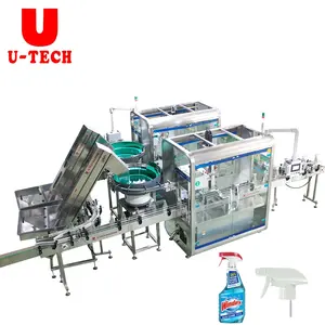 Full automatic high speed Trigger sprayer clean bottle detergent liquid bottle sprayer put and capping seal machine