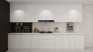 Armoire de cuisine moderne en mélamine blanche avec plan de travail en quartz et en granit pour appartement et villa - Product Image 6