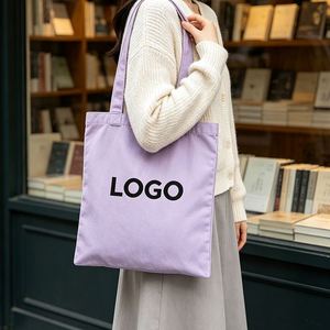 Sac fourre-tout en toile de coton robuste et tendance, couleur unie, avec motif lettres, logo personnalisé, bandoulière pour l'école, les études et l'usage quotidien - Product Image 3