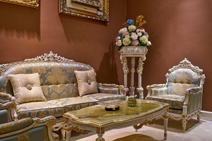 Mới Nhất Sang Trọng Cổ Điển Màu Trắng Rococo Vải Nội Thất Phòng Khách Sofa Set - Product Image 3