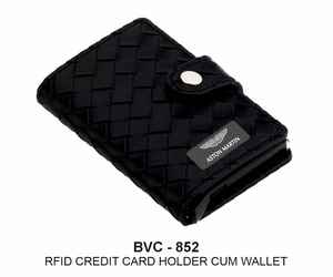 Porte-cartes RFID et portefeuille compact haut de gamme noir à motif damier pour cadeau d'entreprise - Product Image 1