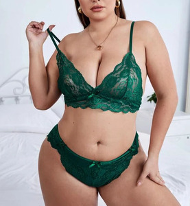 <span class=keywords><strong>Lencería</strong></span> de Encaje Floral con Lazo, Talla Grande 2022, con Bordado, Control Firme, <span class=keywords><strong>Lencería</strong></span> Personalizada ODM <span class=keywords><strong>para</strong></span> Mujeres Curvilíneas - Product Image 1