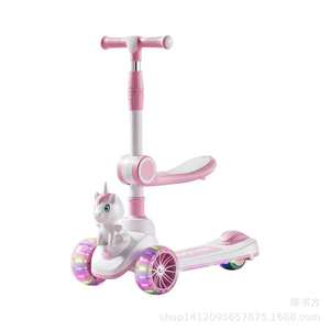 Childrens Scooter 3 In 1 Rideable Seated With Flashing Wheels Unicorn Design For Ages 2 8 Height Adjustable - Product Image 5