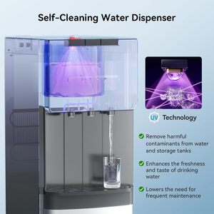 Distributeur d'eau Euhomey à chargement par le bas, 3 températures, en acier inoxydable noir, sur pied - Product Image 3
